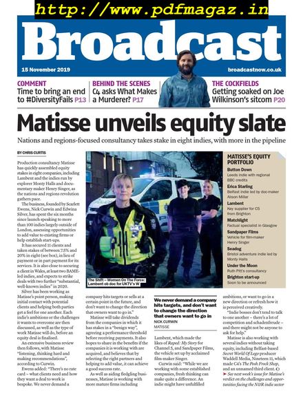 Broadcast Magazine – 15 November 2019