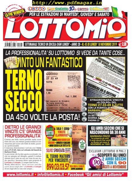 Lottomio del Lunedi – 18 Novembre 2019