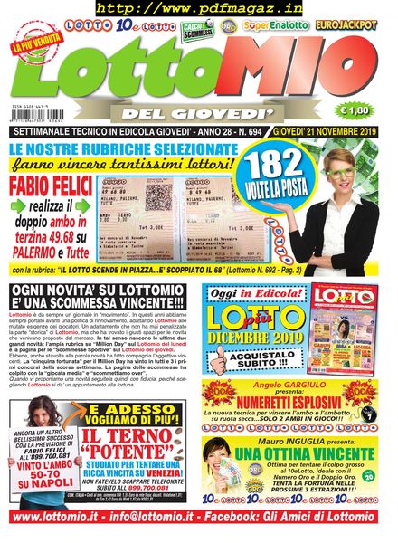 Lottomio del Giovedi – 21 Novembre 2019