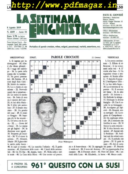 La Settimana Enigmistica – 8 Agosto 2019