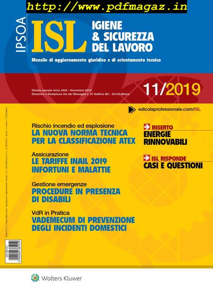 Igiene & Sicurezza del Lavoro – Novembre 2019