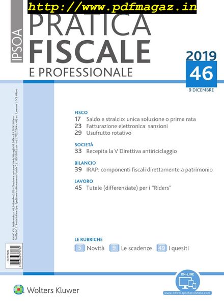 Pratica Fiscale e Professionale – 9 Dicembre 2019