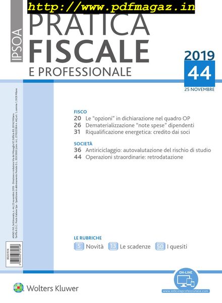 Pratica Fiscale e Professionale – 25 Novembre 2019