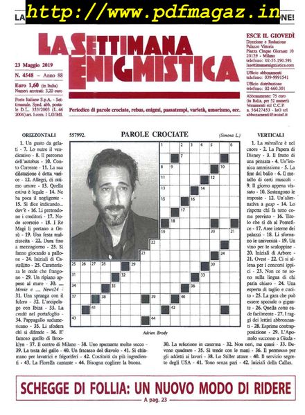 La Settimana Enigmistica – 23 Maggio 2019