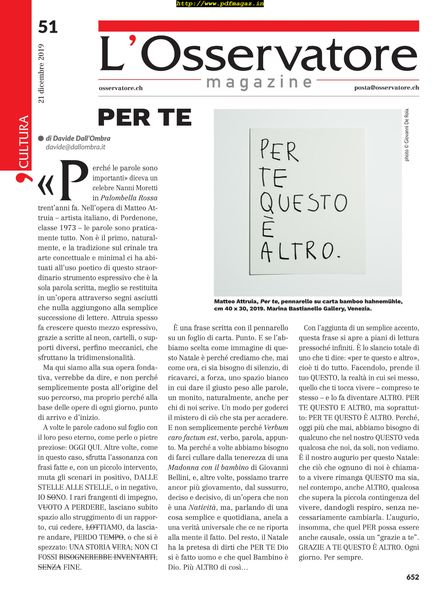 L’Osservatore – 21 dicembre 2019