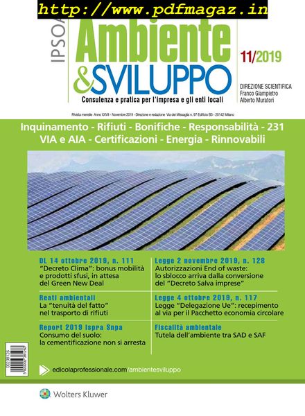 Ambiente & sviluppo – Novembre 2019