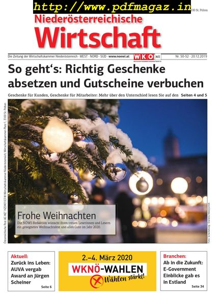 NiederOsterreichische Wirtschaft – 20 Dezember 2019