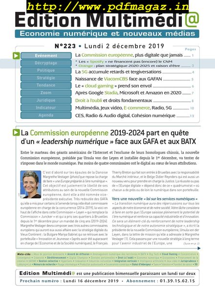 edition Multimedia – 02 decembre 2019