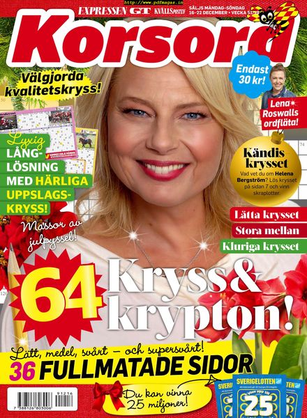 Korsord – 16 december 2019