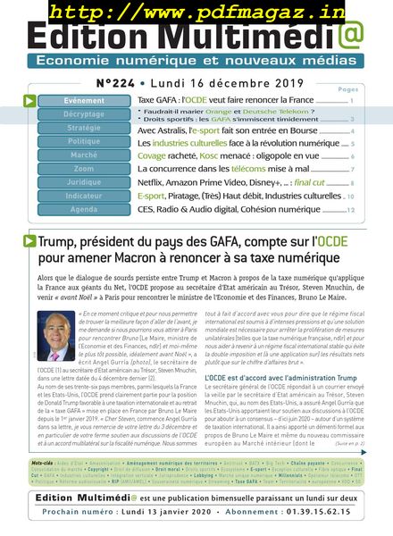 edition Multimedia – 16 decembre 2019