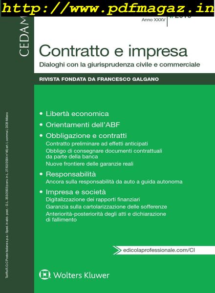 Contratto e Impresa – Agosto 2019