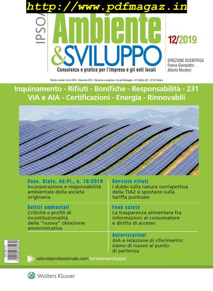 Ambiente & sviluppo – Dicembre 2019