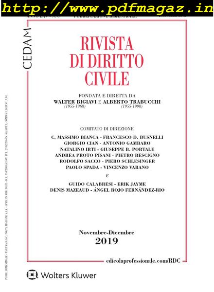 Rivista di Diritto Civile – Novembre-Dicembre 2019