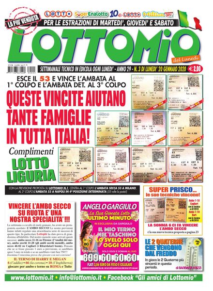 Lottomio del Lunedi – 20 Gennaio 2020