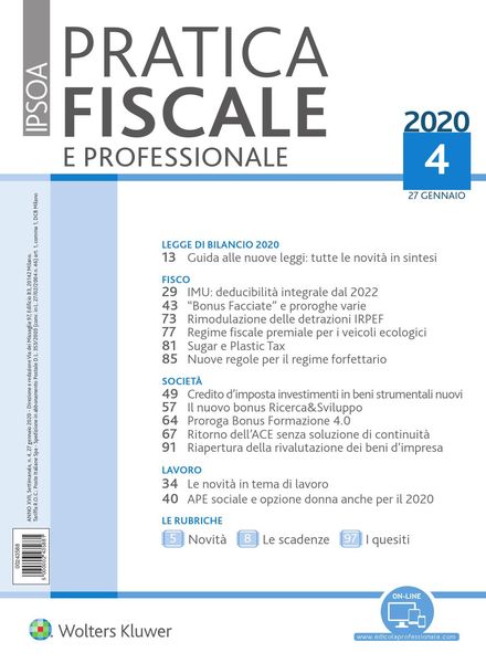 Pratica Fiscale e Professionale – 27 Gennaio 2020