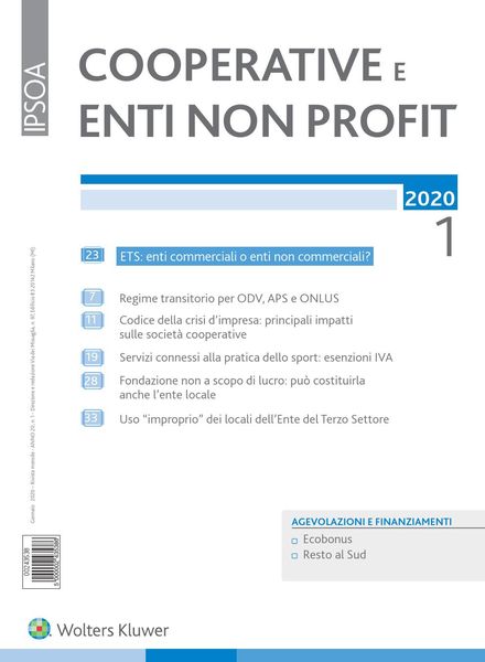 Cooperative e enti non profit – Gennaio 2020