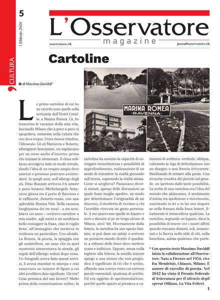 L’Osservatore – 1 Febbraio 2020