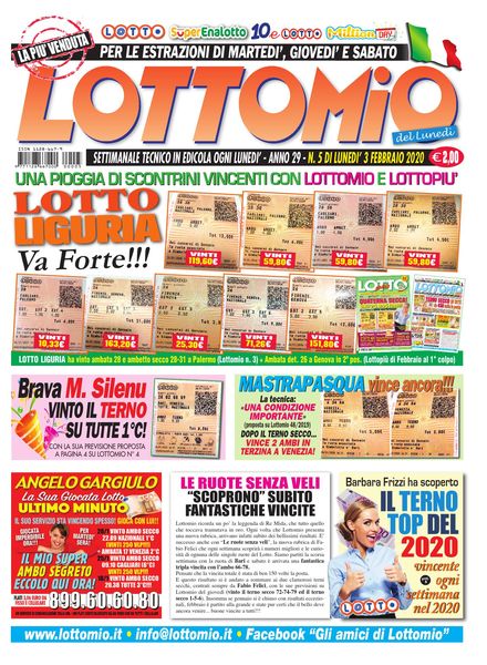 Lottomio del Lunedi – 3 Febbraio 2020