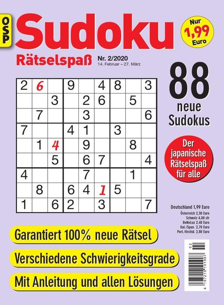 Sudoku Ratselspass – Nr.2, 2020