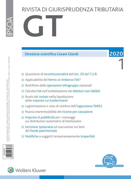 GT Rivista di Giurisprudenza Tributaria – Gennaio 2020