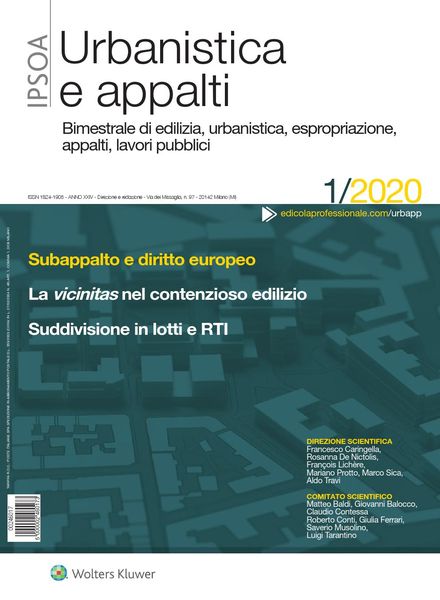 Urbanistica e appalti – Gennaio 2020