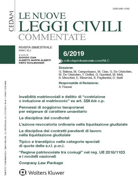 Le Nuove Leggi Civili Commentate – Novembre-Dicembre 2019