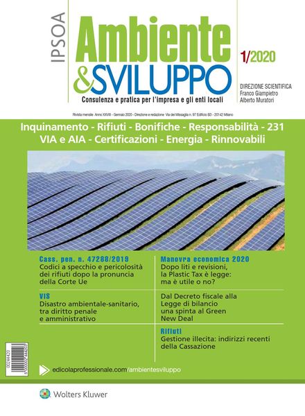 Ambiente & sviluppo – Gennaio 2020