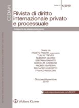 Rivista di Diritto Internazionale Privato e Processuale N.4 – Ottobre-Dicembre 2019