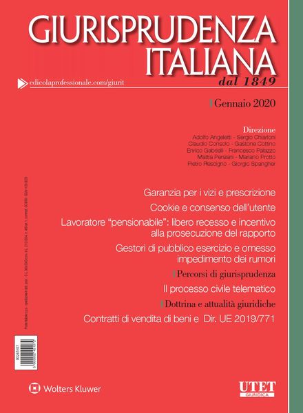 Giurisprudenza Italiana – Gennaio 2020