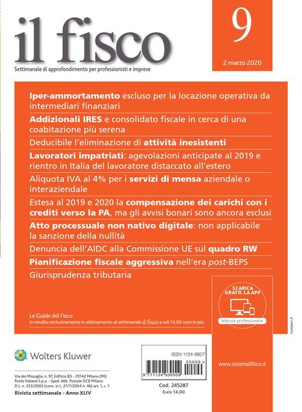 il fisco – 2 Marzo 2020