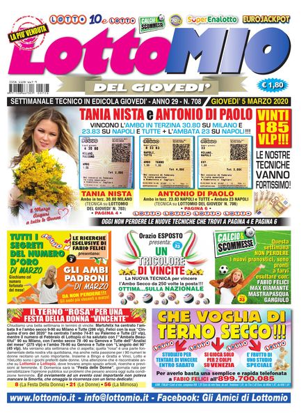 Lottomio del Giovedi – 5 Marzo 2020