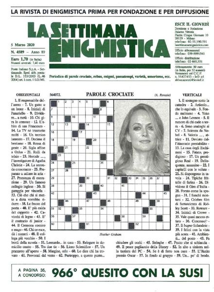 La Settimana Enigmistica – 5 Marzo 2020