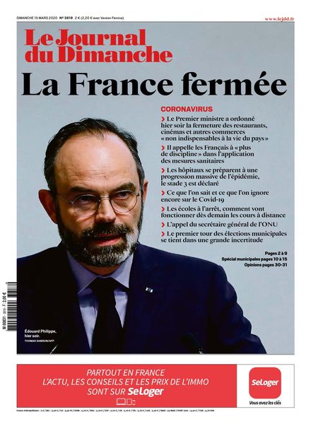 Le Journal du Dimanche – 15 mars 2020