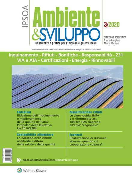 Ambiente & sviluppo – Marzo 2020