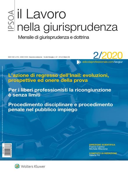 Il lavoro nella giurisprudenza – Febbraio 2020