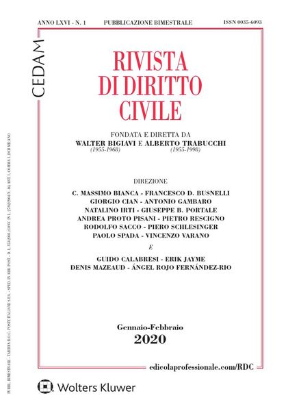 Rivista di Diritto Civile – Gennaio-Febbraio 2020
