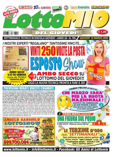 Lottomio del Giovedi – 12 Marzo 2020