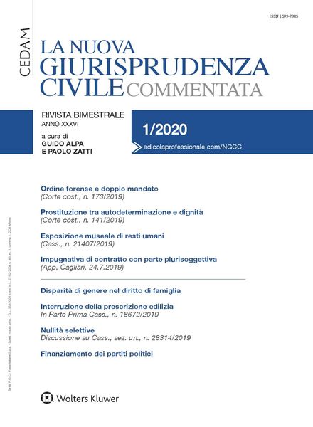 La Nuova Giurisprudenza Civile Commentata – Gennaio 2020