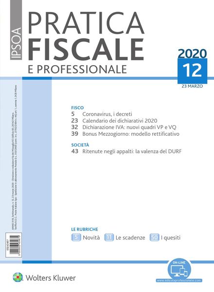 Pratica Fiscale e Professionale – 23 Marzo 2020