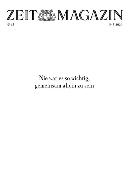 Zeit Magazin – 19 Marz 2020