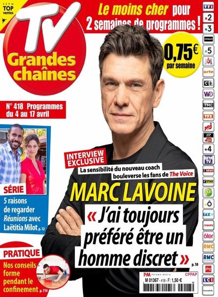 TV Grandes chaines – 4 Avril 2020