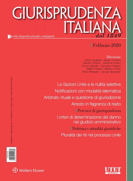 Giurisprudenza Italiana – Febbraio 2020
