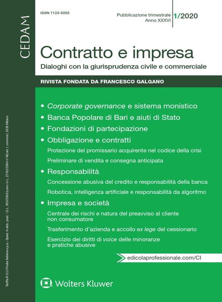 Contratto e Impresa – Gennaio 2020