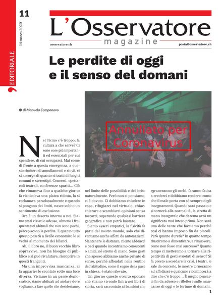 L’Osservatore – 14 Marzo 2020