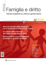 Famiglia e Diritto – Aprile 2020