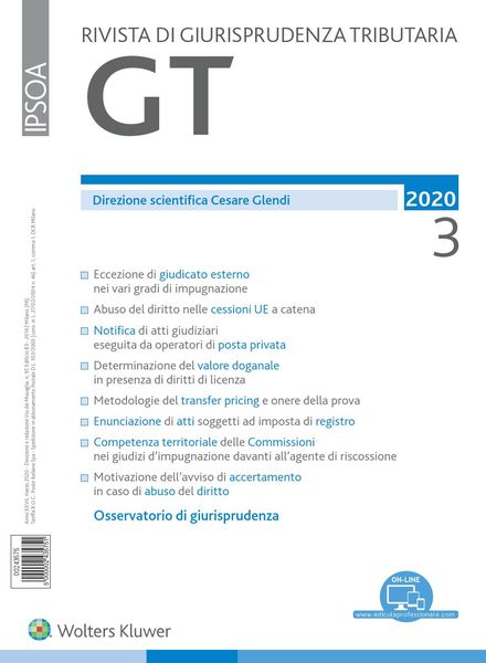 GT Rivista di Giurisprudenza Tributaria – Marzo 2020