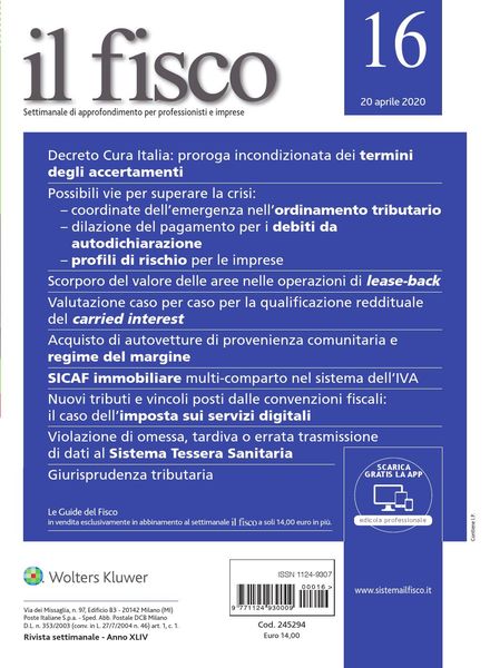 il fisco N.16 – 20 Aprile 2020