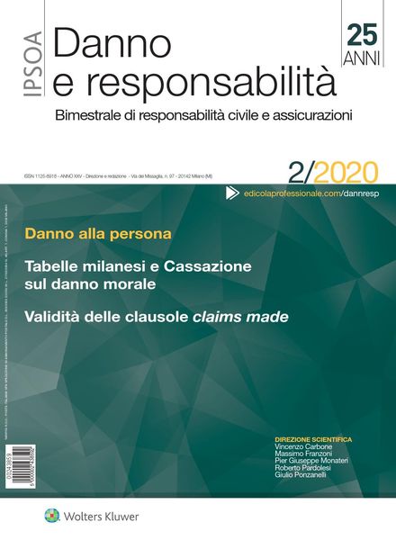 Danno e Responsabilita – Febbraio 2020