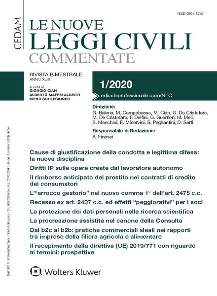 Le Nuove Leggi Civili Commentate – Gennaio 2020