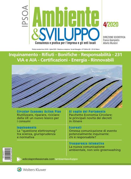 Ambiente & sviluppo – Aprile 2020